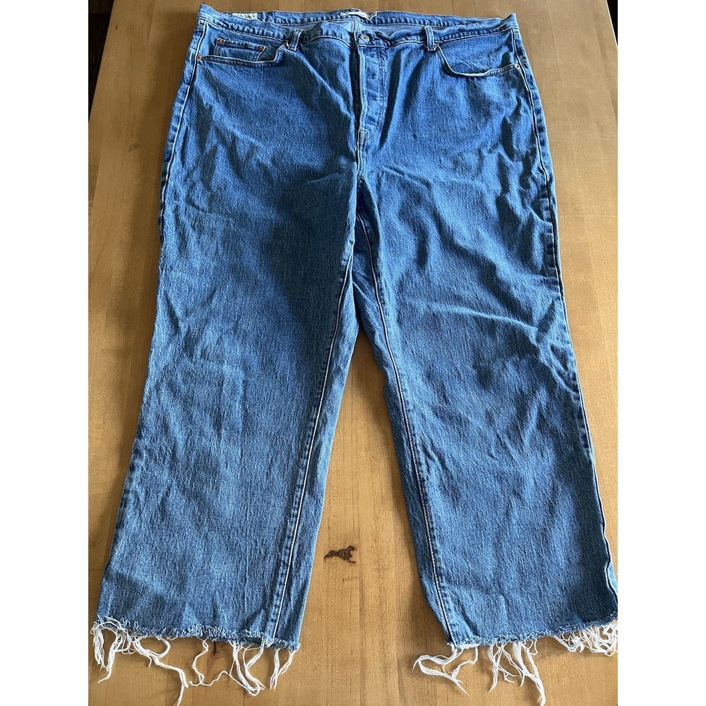 Levi's Women's Ribcage Straight Button Fly Jeans Sz 24W Denim Raw Hem